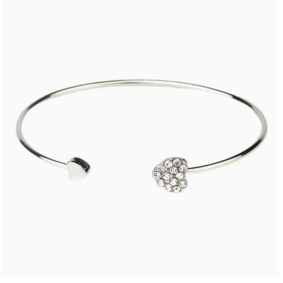 2 for $12 Adjustable Love Heart Silver and Gold-tone Bangle Bracelets for sale - Picture 4 of 15